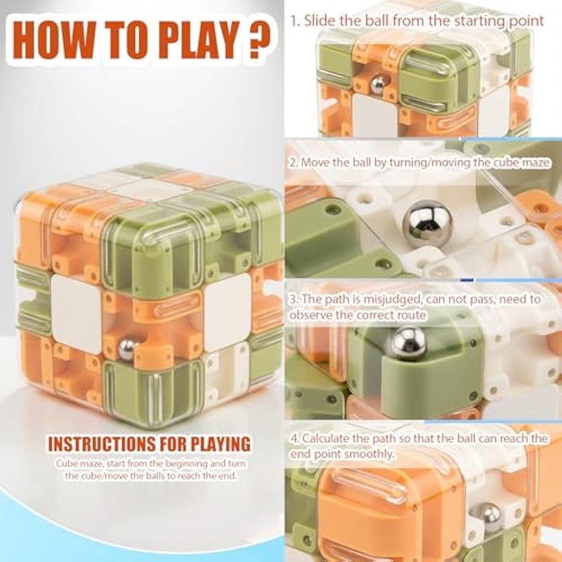 مكعب متاهة بازل ثلاثي الابعاد، متاهة جاذبية للاطفال من سن 14 سنة فما فوق والكبار، لعبة تحفيز الدماغ الممتعة لتحسين الوعي المكاني والمهارات المعرفية، لعبة تعليمية برتقالية لتطوير التفكير المنطقي - Image 4